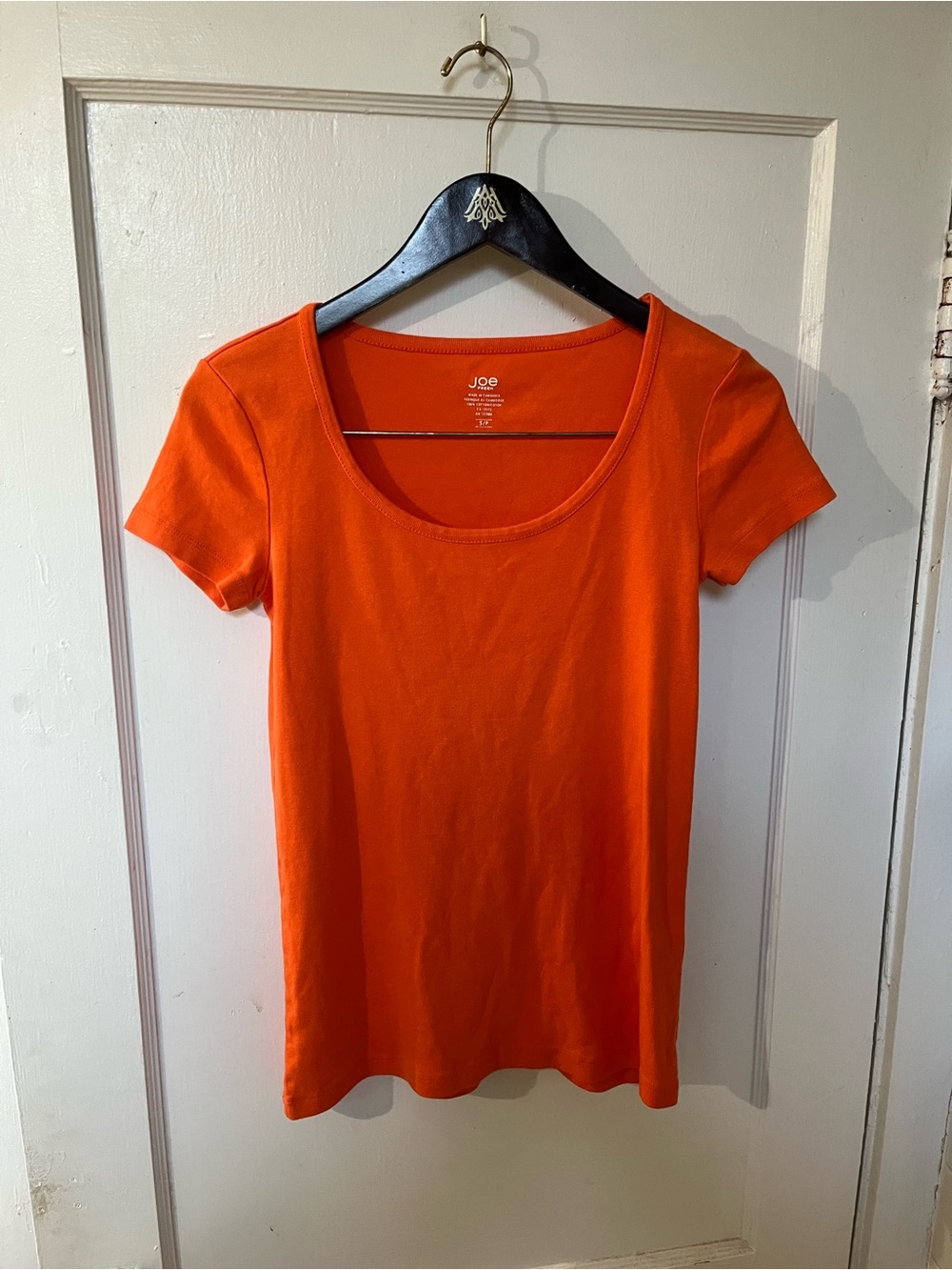 Joe Fresh Orange Scoop Neck Short Sleeve Tee T-Shirt Size S Small EUC